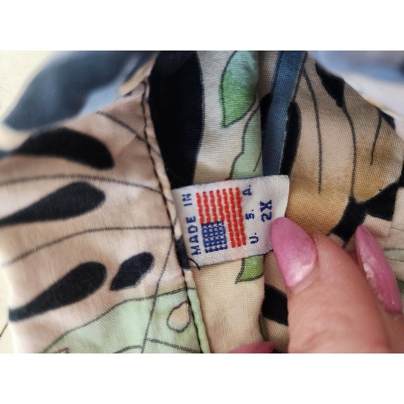 Vintage Big Kanaka By Corzini Bird Floral Hawaiian Camp Shirt Mens 2XL Made USA - Picture 8 of 8